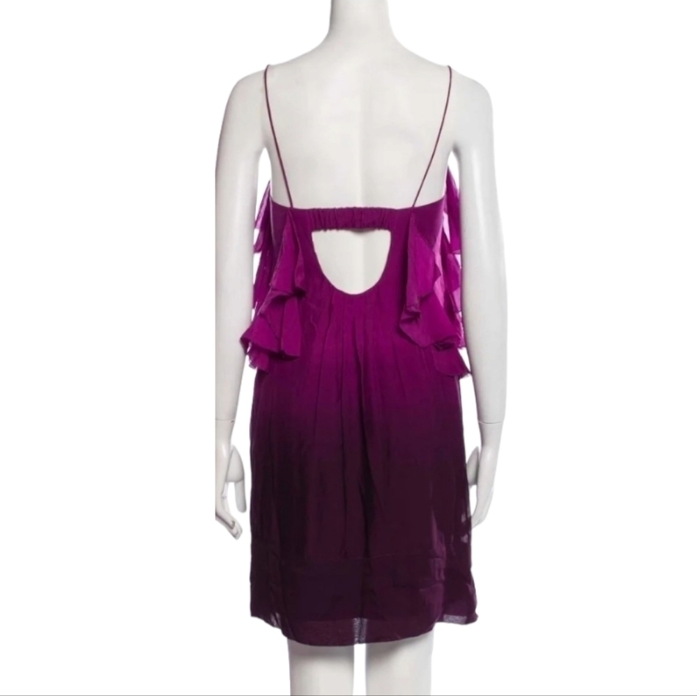 Rebecca Taylor Silk Purple Ombre Spaghetti Straps Mini Dress - Size 8 - Picture 3 of 10